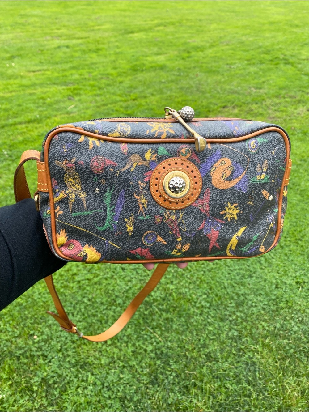 Vintage Golfana Italy Crossbody Bag Golf Theme Purse 10.5 x 6 x 2.5 Made Italy